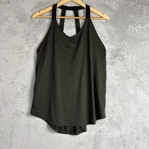 Nike Womens Dri-FIT Olive Green Logo Elastic Y-Back Training Tank Top Large